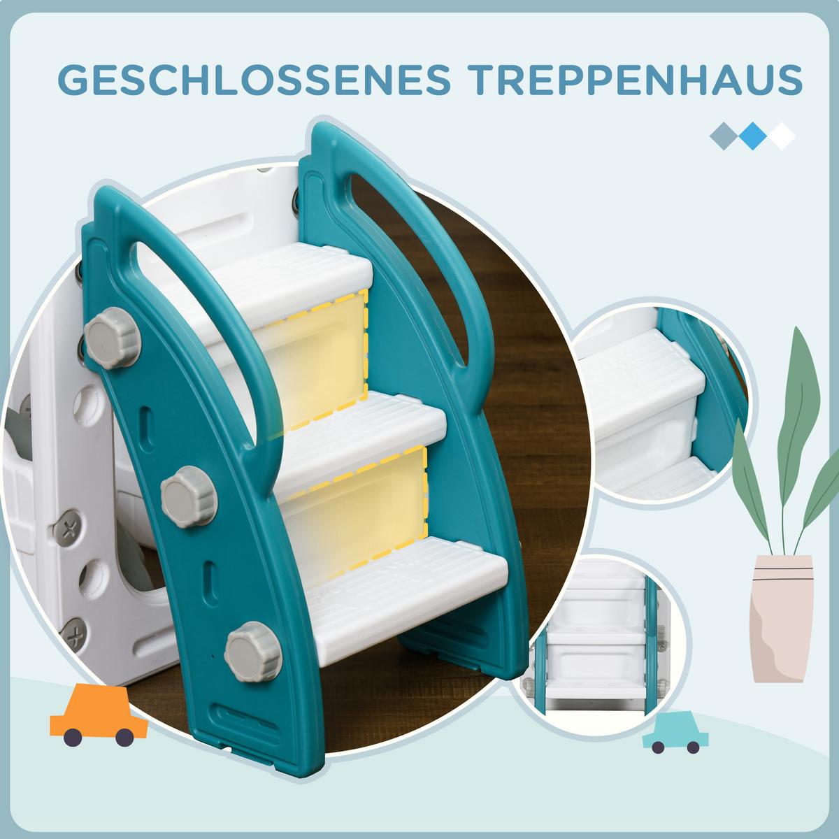KINDERRUTSCHE, 7 in 1, Kleinkinderrutsche mit Basketballkorb für 1 bis 3 Jahre - Gelb, Kunststoff (177/99/178cm) - AIYAPLAY
