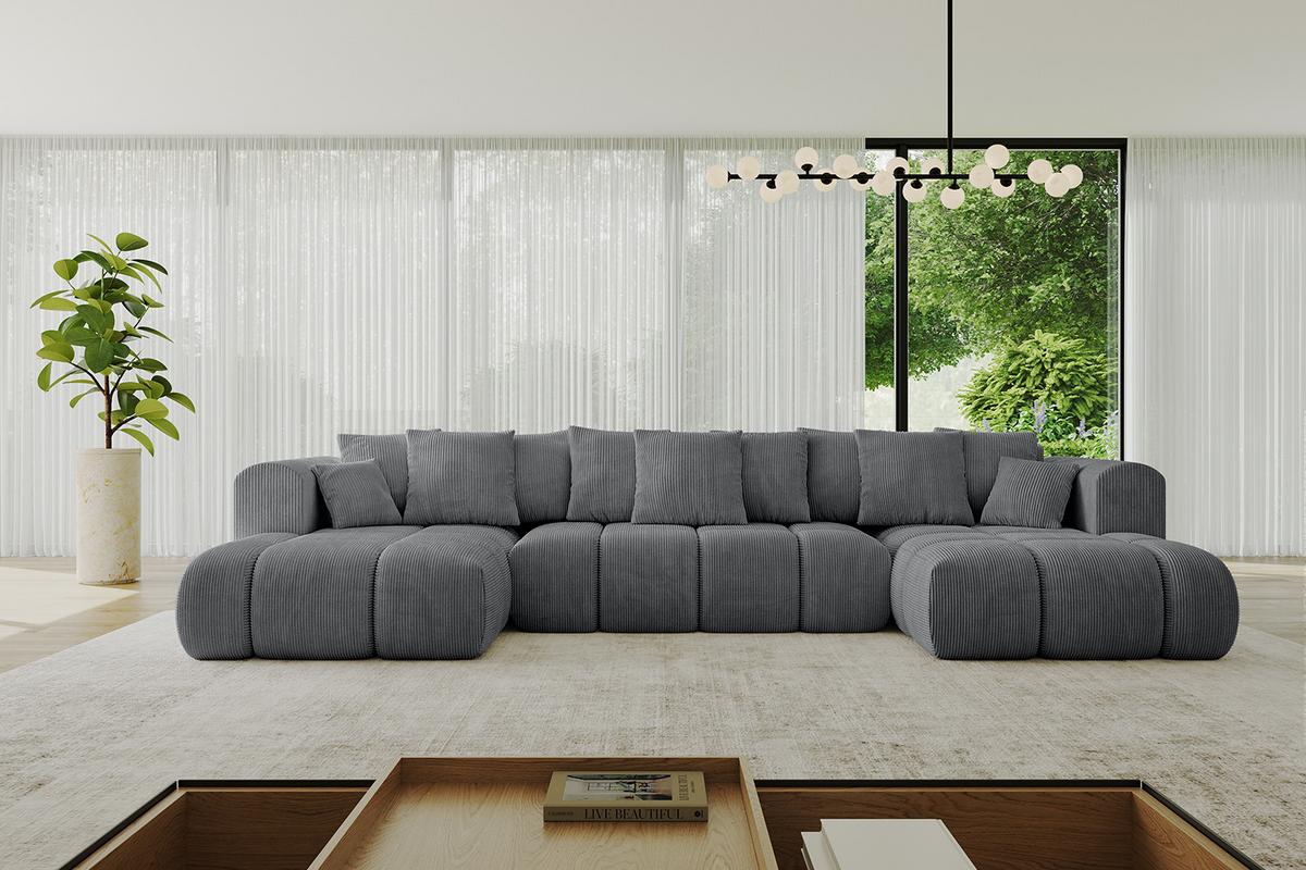 WOHNLANDSCHAFT CLOUD-U-v1 405x185x90 Dunkelgrau Cord - Dunkelgrau, Holzwerkstoff/Kunststoff (405/90/185cm) - ALTDECOR