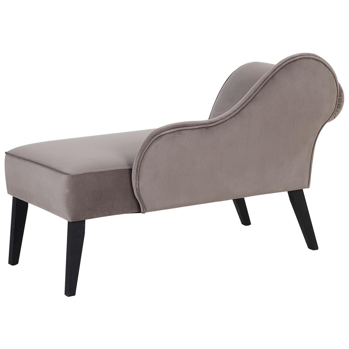 CHAISELONGUE Samtstoff taupe linksseitig Biarritz - Grau, Textil (116/77/56cm) - Beliani
