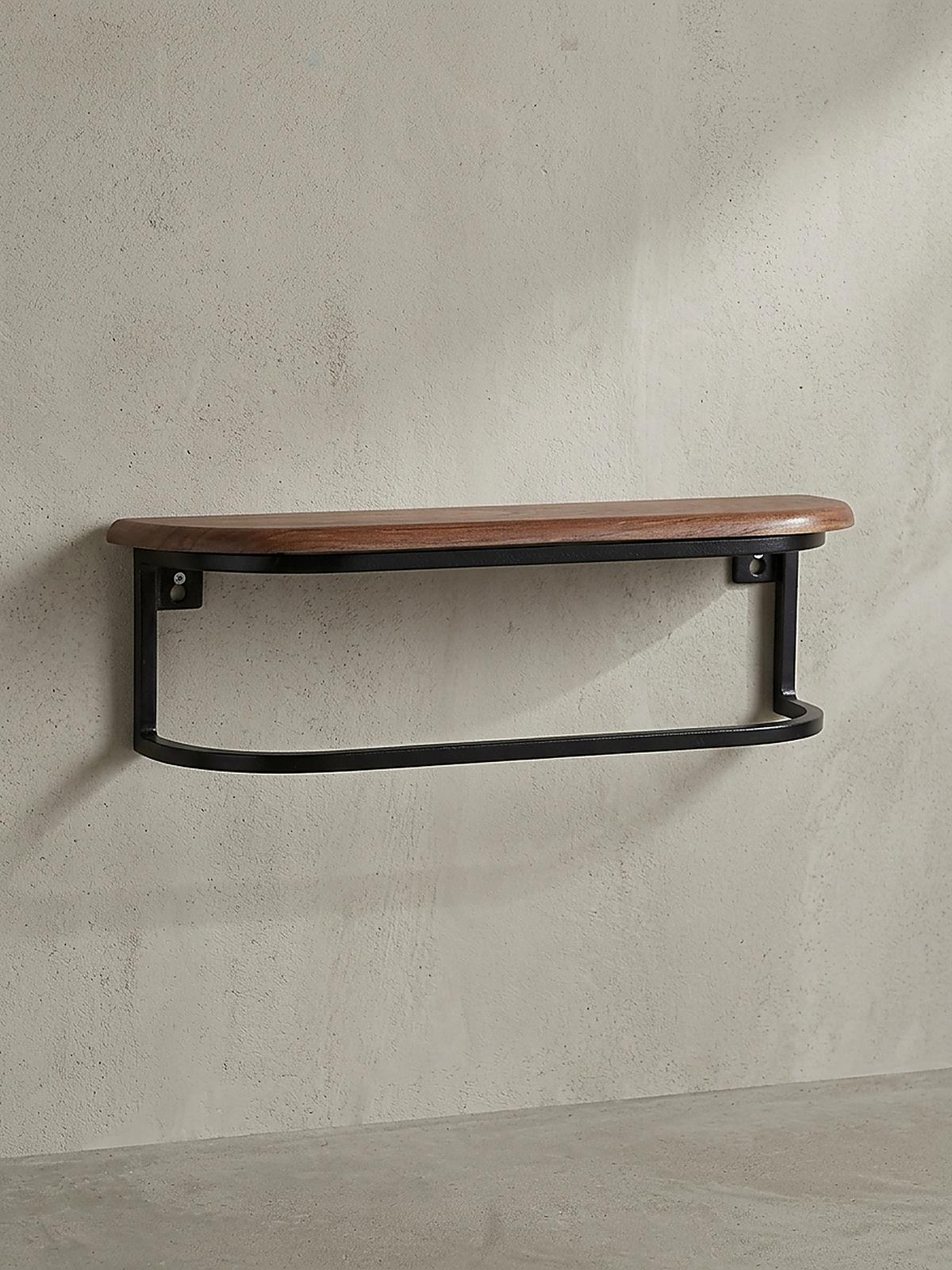 WANDREGAL Massivholz Metall Industrial Stil 50x15x13 cm - Schwarz/Braun, Holz/Metall (50/15/13cm) - KADIMA DESIGN