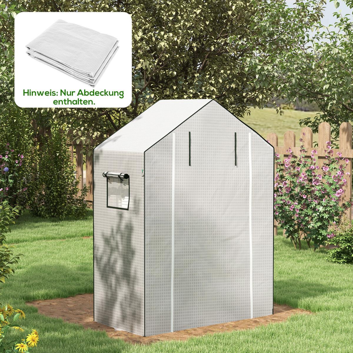 PE-FOLIE Ersatzabdeckung mit UV-Schutz, Rolltür, Seitenfenster, Weiß - Weiß, Kunststoff (73/190/140cm) - Outsunny
