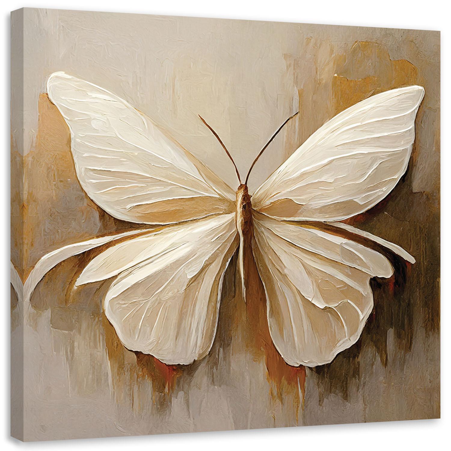 LEINWANDBILD Beigefarbener Schmetterling 50x50cm - Beige, Textil (50/50cm) - Feeby