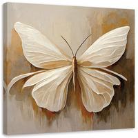 LEINWANDBILD Beigefarbener Schmetterling 50x50cm - Beige, Textil (50/50cm) - Feeby