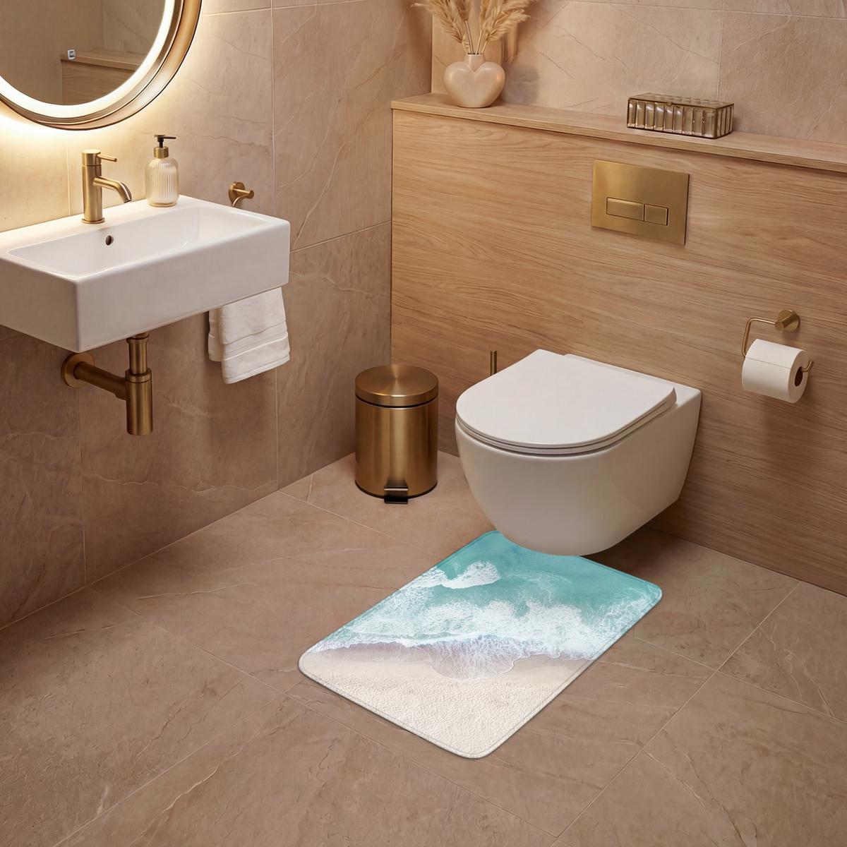 WC-VORLEGER Strand - Meer - Natur - Sommer WC Teppich 40x60 cm - Türkis, Textil (40/1cm) - OnlyWow
