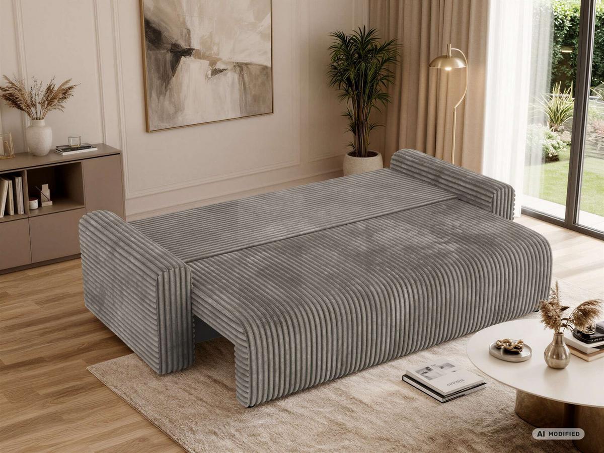 3-SITZER-SOFA NESSARO - Hellbraun Cord - Hellbraun/Schwarz, Kunststoff/Textil (243/92/90cm) - MKS