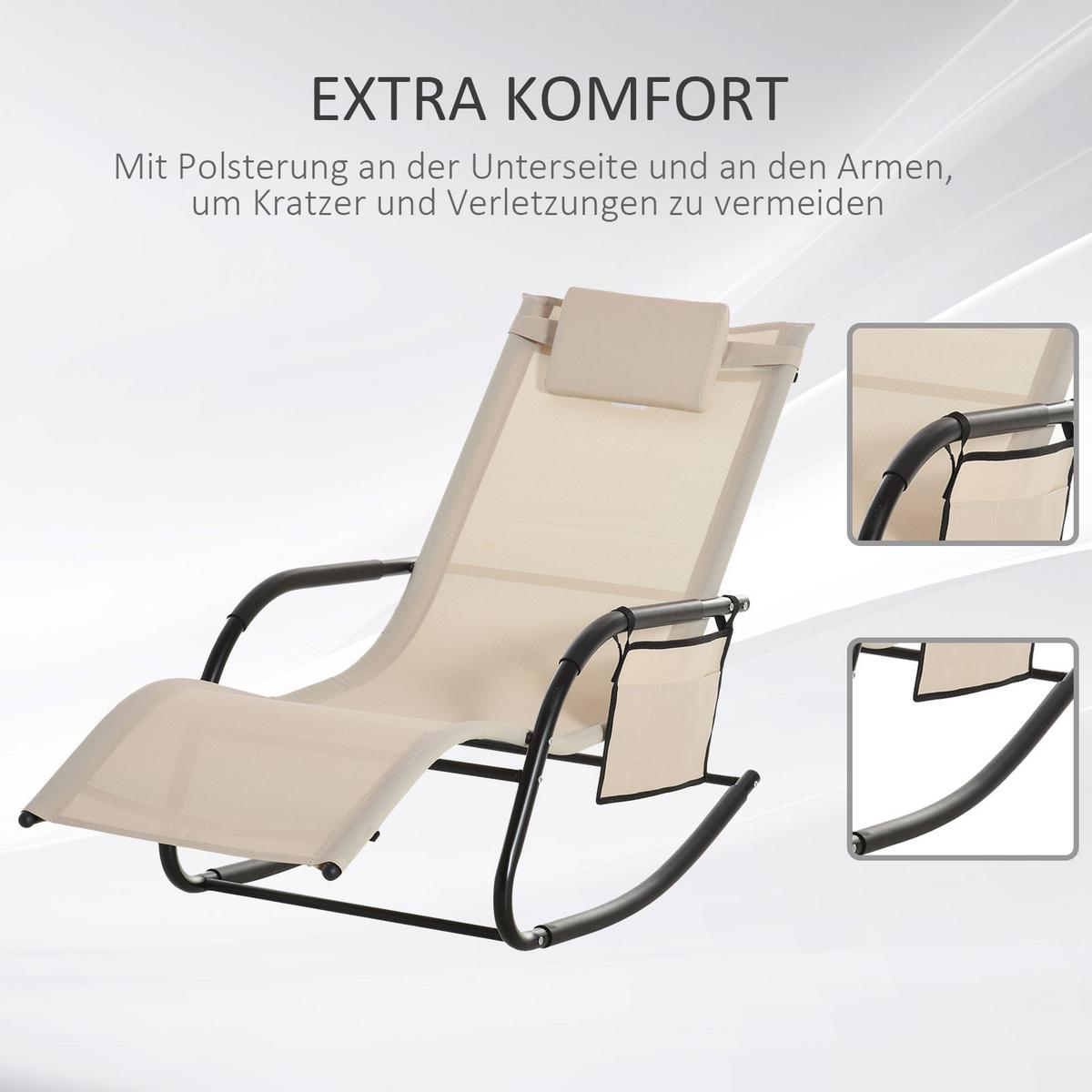 SCHAUKELSTUHL, Schwingsessel, Metall, Mesh, Beige, 150 x 62 x 88 cm - Beige, Metall (62/88/150cm) - Outsunny