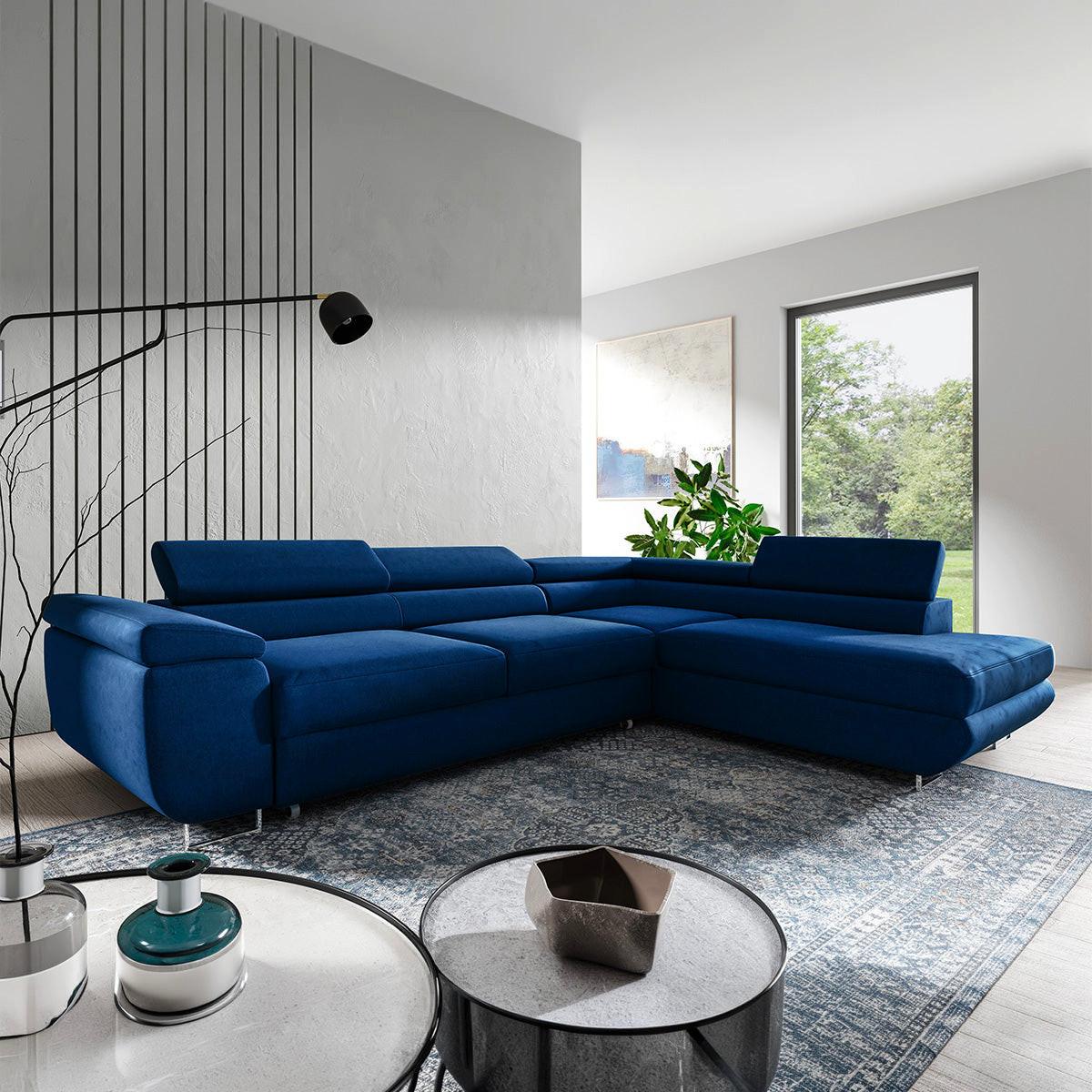 ECKSOFA Lyam 4 Sitzplätze Marineblau - Blau, Holzwerkstoff (271/201cm) - Petits-meubles