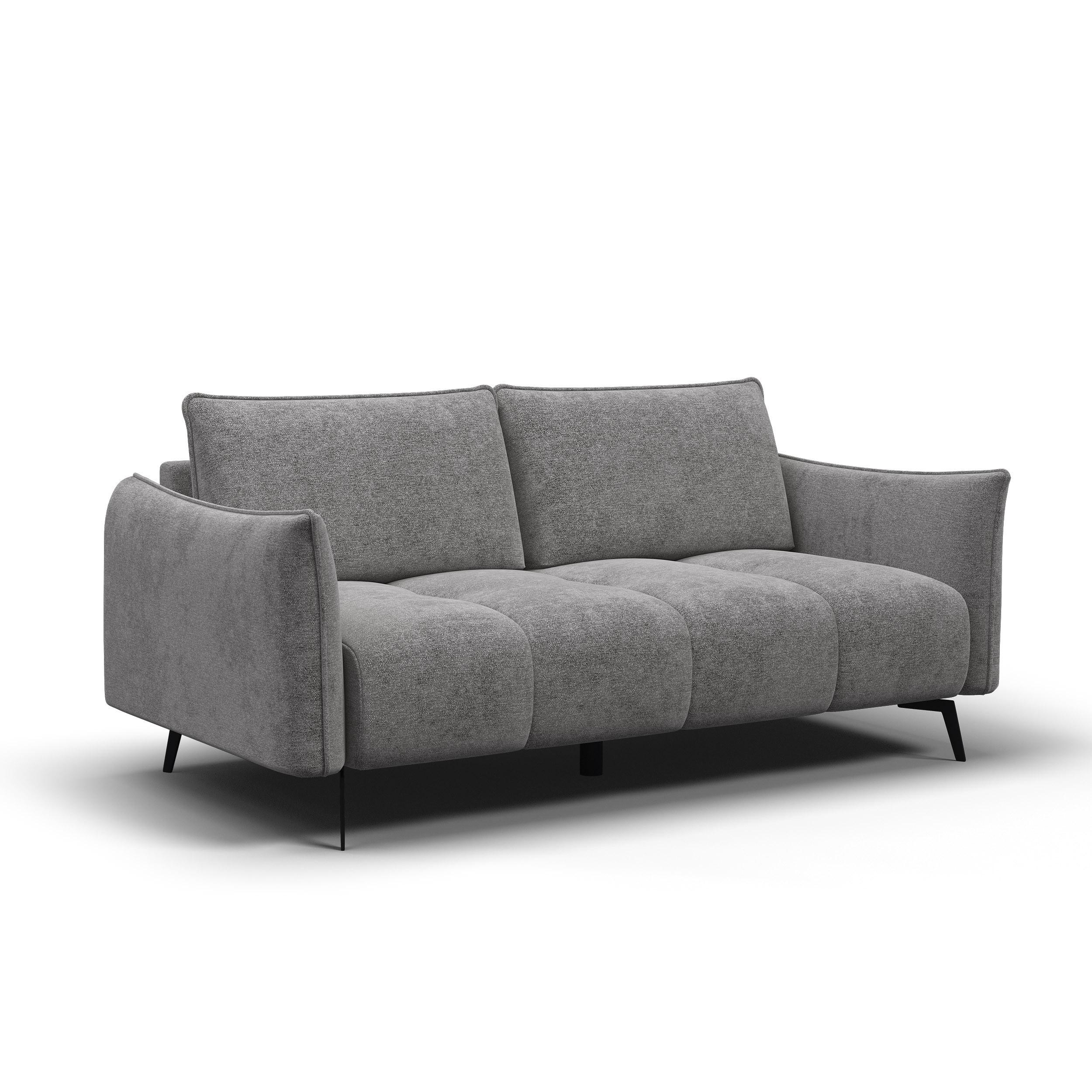 SOFA AERA 2,5-Sitzer, platingrau - Schwarz/Grau, Holz/Textil (187/89/96cm) - Wozimo