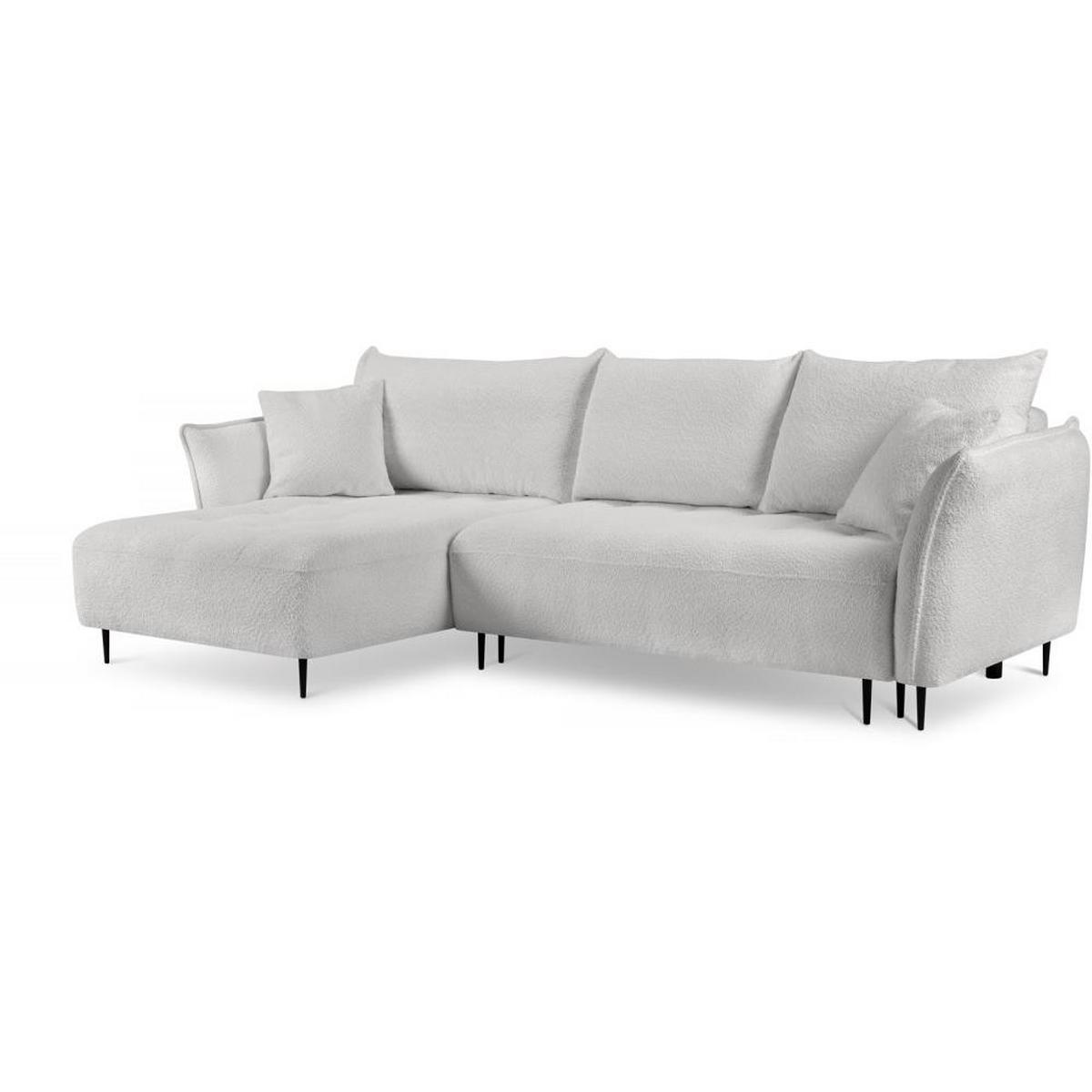 ECKSCHLAFSOFA Bari links hellgrau - Hellgrau/Schwarz, Textil (276/158cm) - Beautysofa