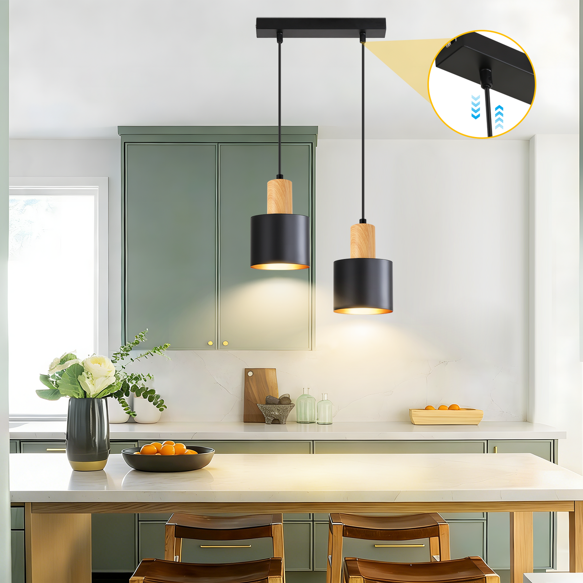PENDELLEUCHTE Carvel 28/12/173.5 cm - Schwarz, Metall (28/12/173.5cm) - ZMH