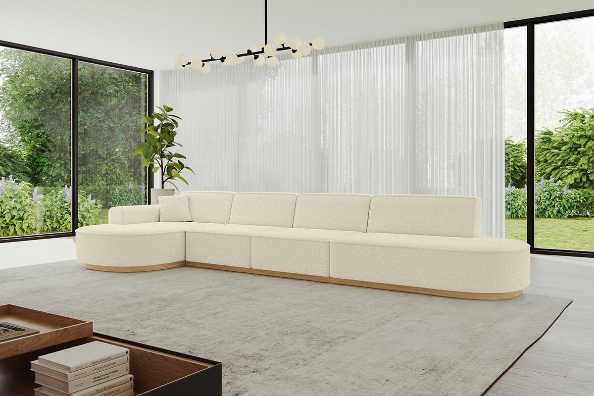 ECKSOFA Ottomane Links MARI-L3-v2 - 413x171x83 cm Beige Bouclé - Beige, Holzwerkstoff/Textil (413/171cm) - ALTDECOR