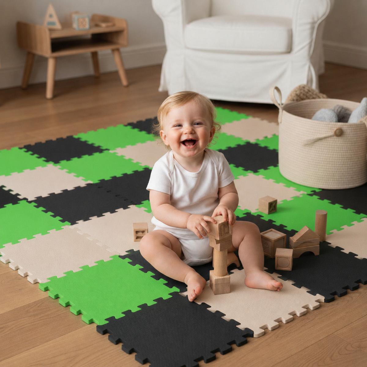 SPIELMATTE ab Null - 270/90 cm Puzzlematte Schwarz - Multicolor, Kunststoff (30/30cm) - Littletom