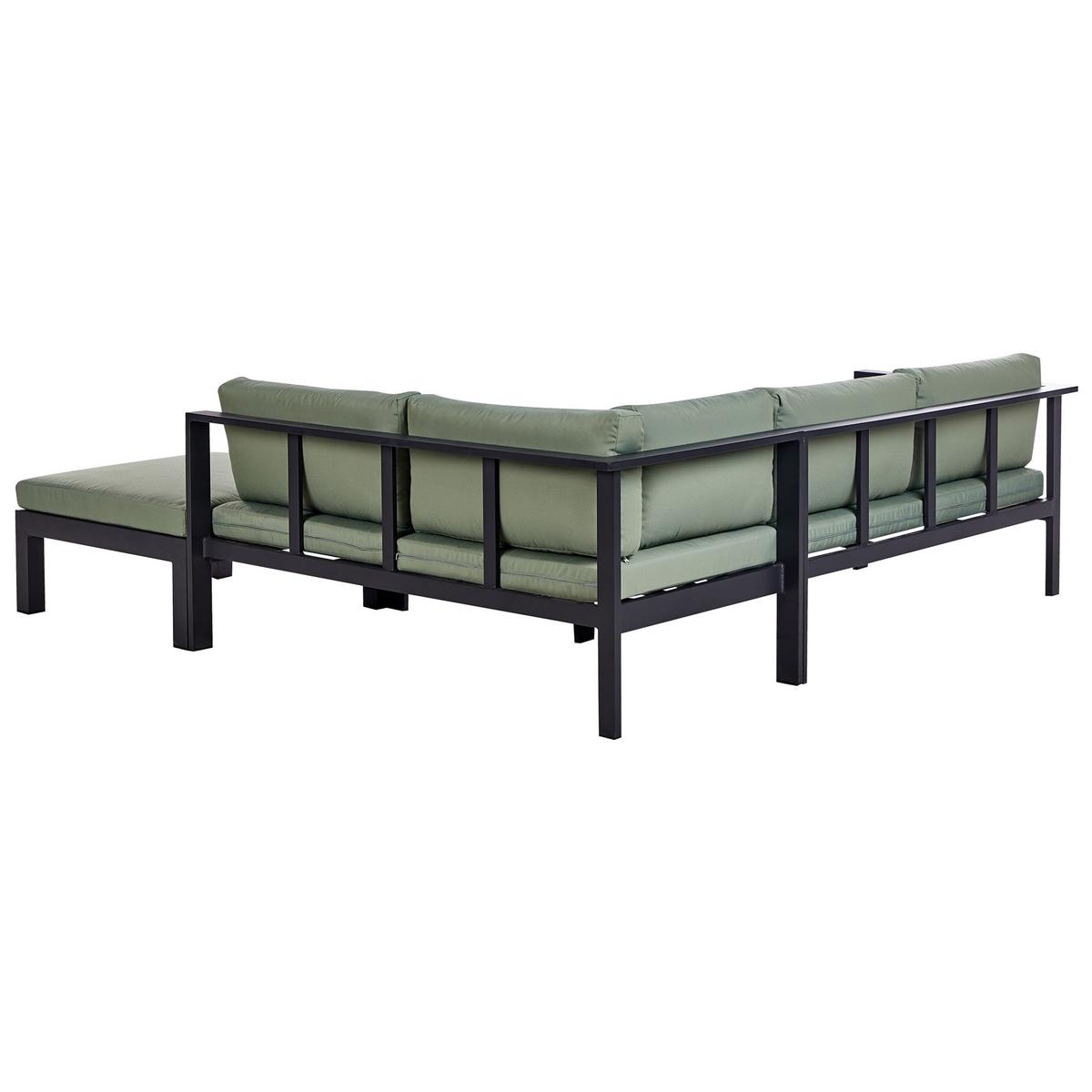 LOUNGE-SET 5-sitzer Aluminium Grün Messina - Schwarz/Grau, Metall - Beliani