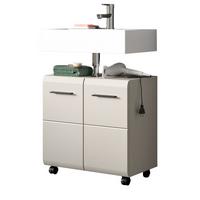 WASCHBECKENUNTERSCHRANK Kaschmir 60 cm 2-türig, Badezimmer Unterschrank auf Rollen - Kaschmir/Schwarz, Holzwerkstoff/Kunststoff (60/58/30cm) - Inn.Furn