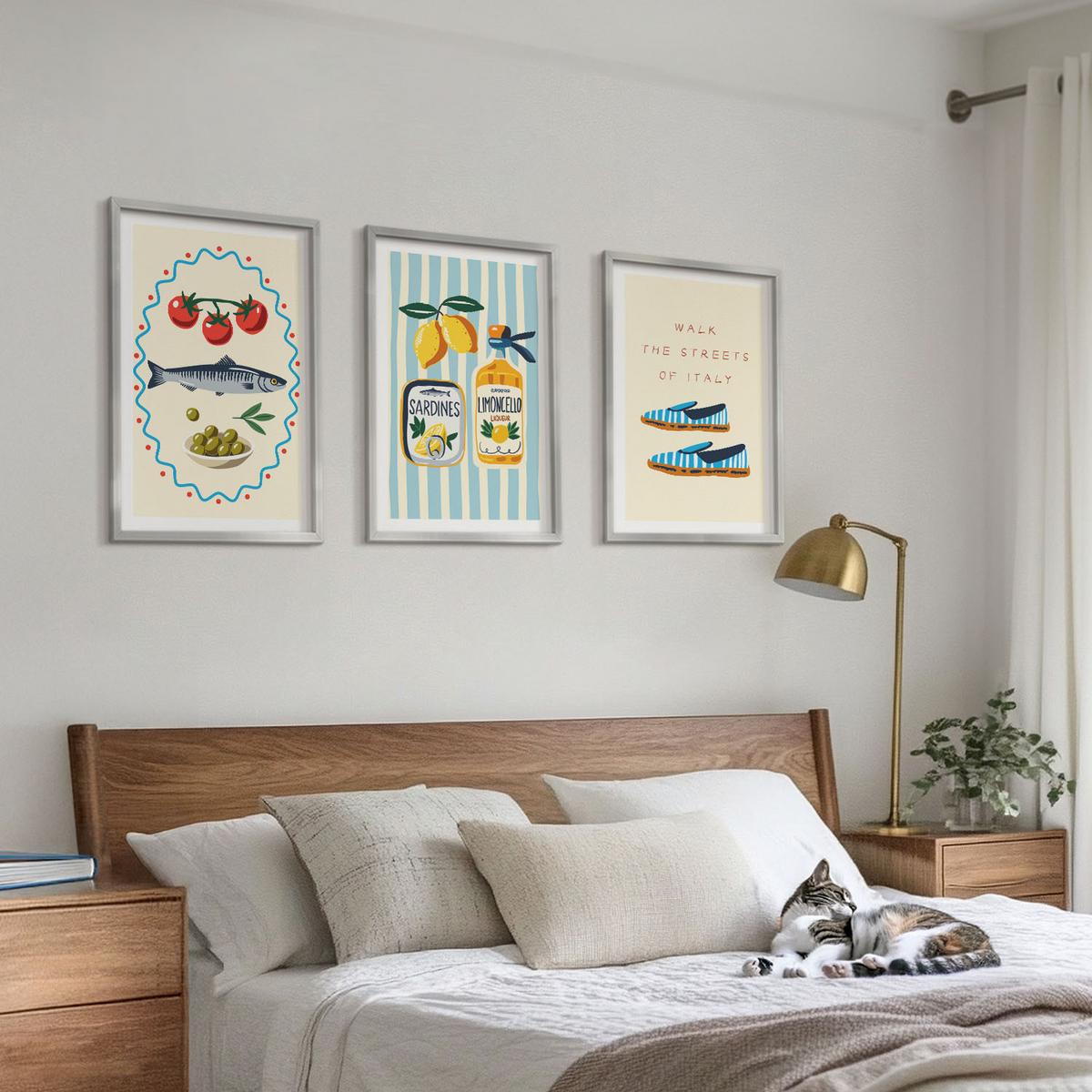 BILDER SET 3er Set - 40x60 cm Silberner Rahmen - Italienische Aromen und Lifestyle-Bilder - Silberfarben, Kunststoff (40/60cm) - TULUP