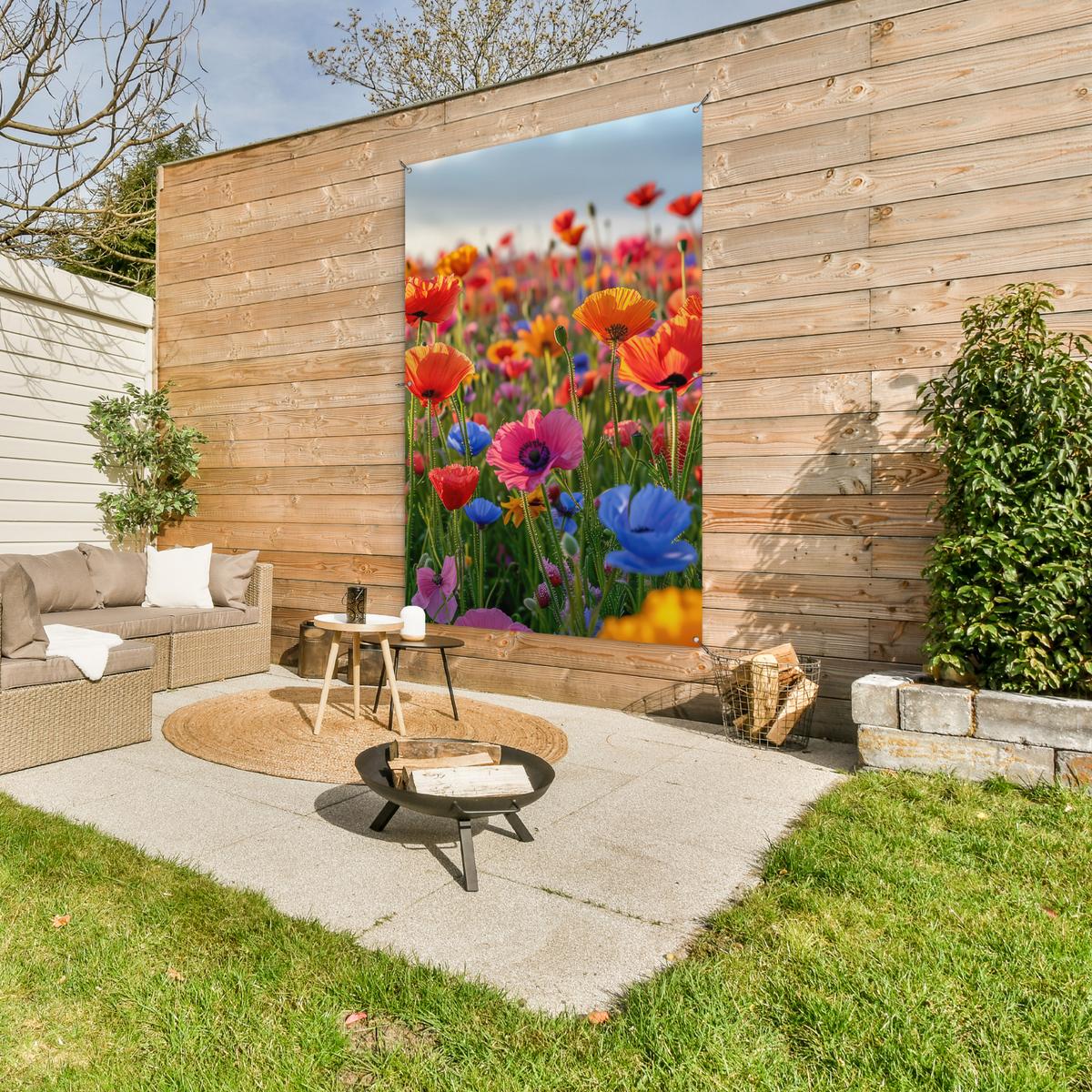 GARTENPOSTER Blumen - Mohnblumen - Farbenfroh - Natur Bild 120x180 cm - Dunkelorange, Kunststoff (120/180/0.2cm) - OnlyWow