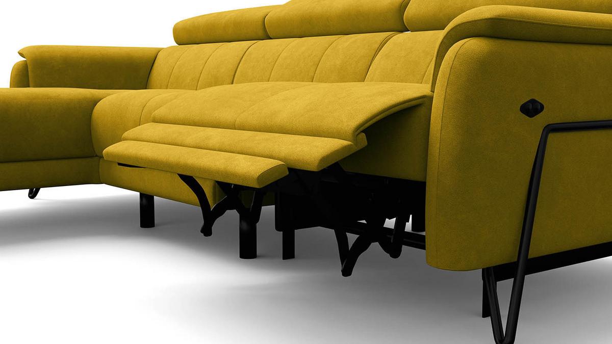 ECKSOFA RODEN 4-Sitzer mit Relax, dunkegelb, Veloursstoff - Gelb, Holz/Textil (268/92cm) - Wozimo