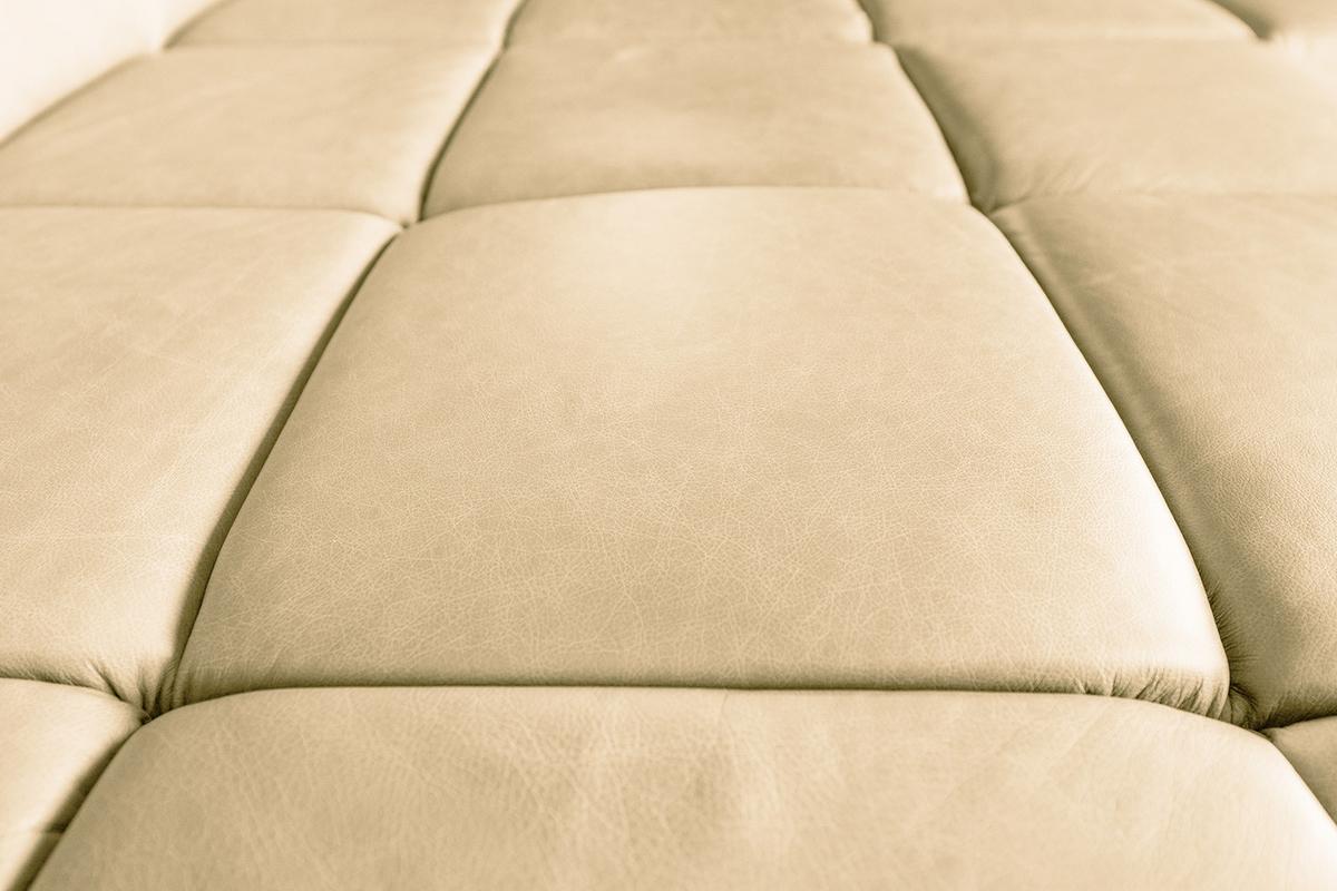 ECKSOFA NELSON Beige Leder Relaxfunktion - Beige/Schwarz, Leder/Metall (321/216cm) - KAWOLA