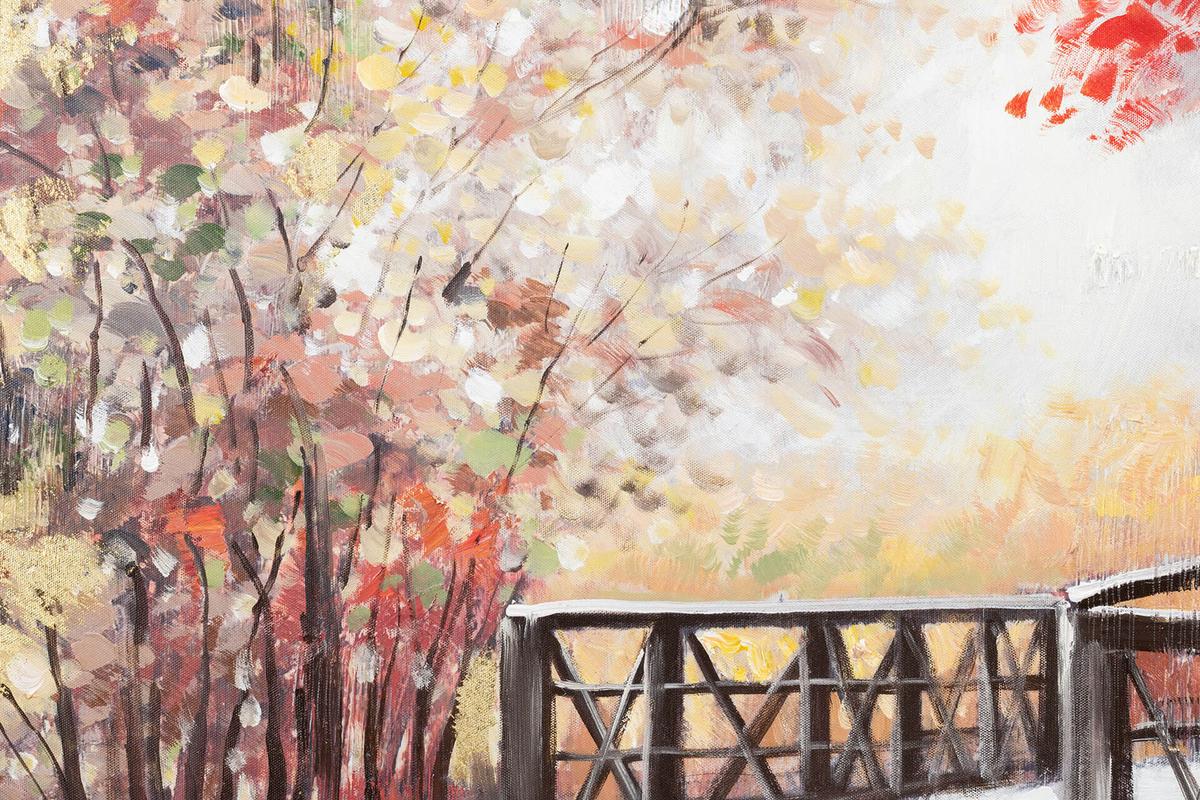 ACRYLBILD HANDGEMALT 100/75 cm - Beige/Rot, Holz/Textil (100/75cm) - KUNSTLOFT
