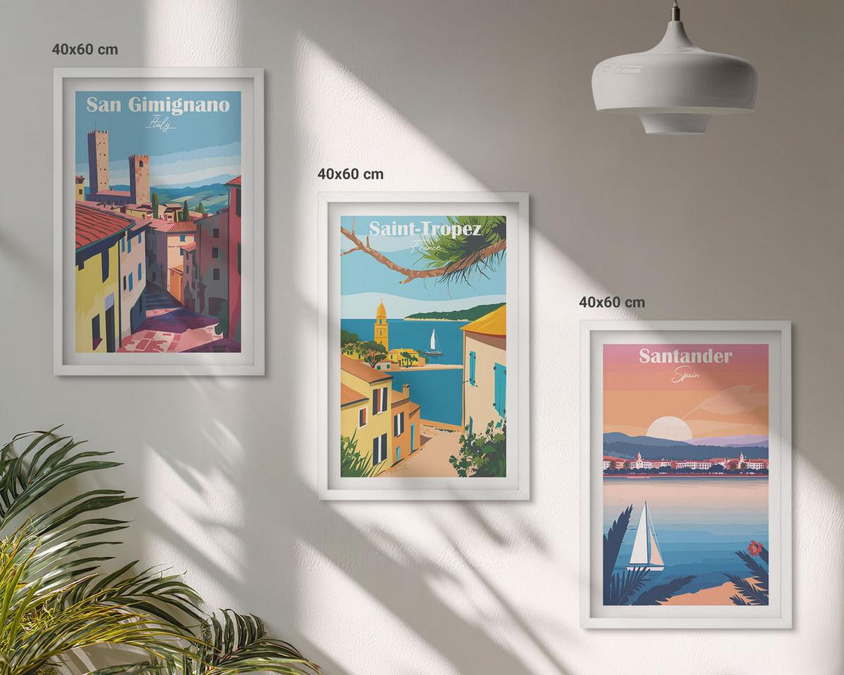 BILDER SET 3er Set - 40x60 cm Weißer Rahmen - Italienische Stadtlandschaften - Weiß, Kunststoff (40/60cm) - TULUP
