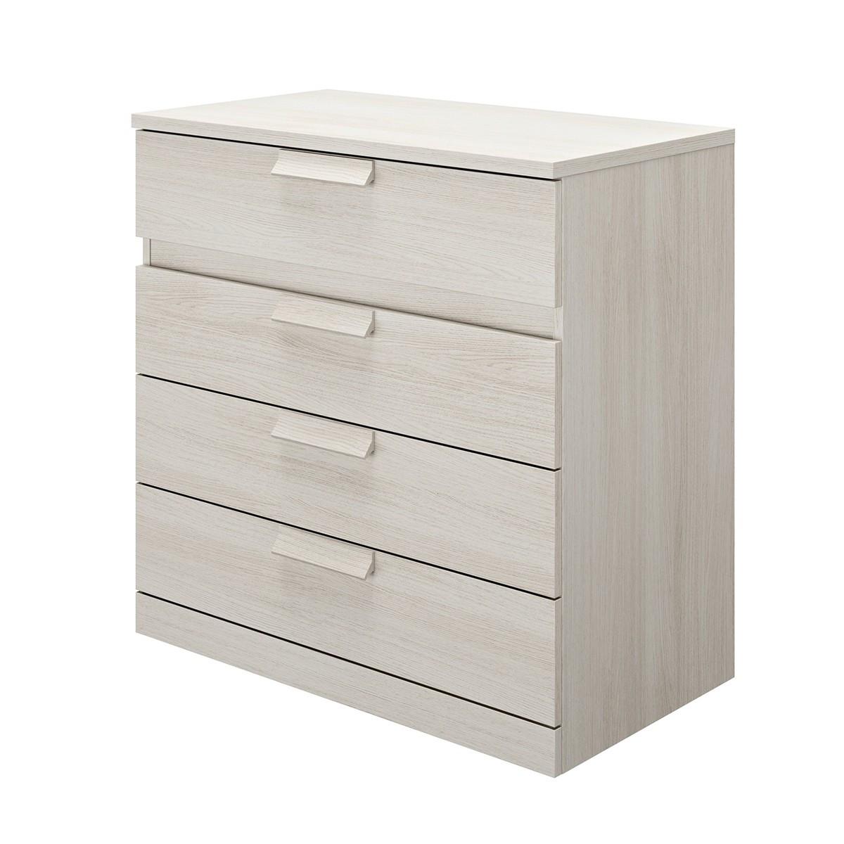 KOMMODE 4 Schubladen Cyrus - Französische Herstellung - 81/45/81 cm - Eschefarben, Holzwerkstoff (45/81/45cm) - Calicosy