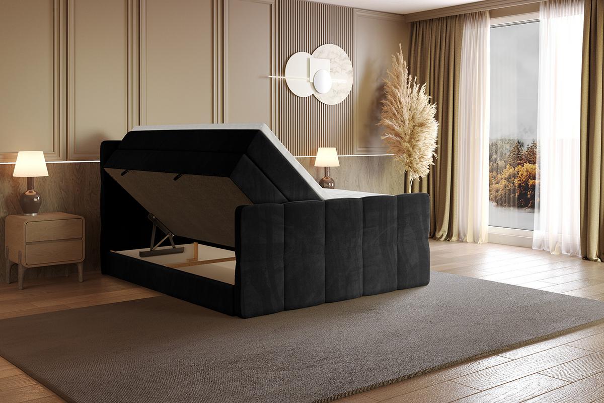 BOXSPRINGBETT mit Matratze und Lattenrost - LIRO-Z KING-180x200 - Schwarz Casablanca - Schwarz, Holzwerkstoff (180/200cm) - ALTDECOR