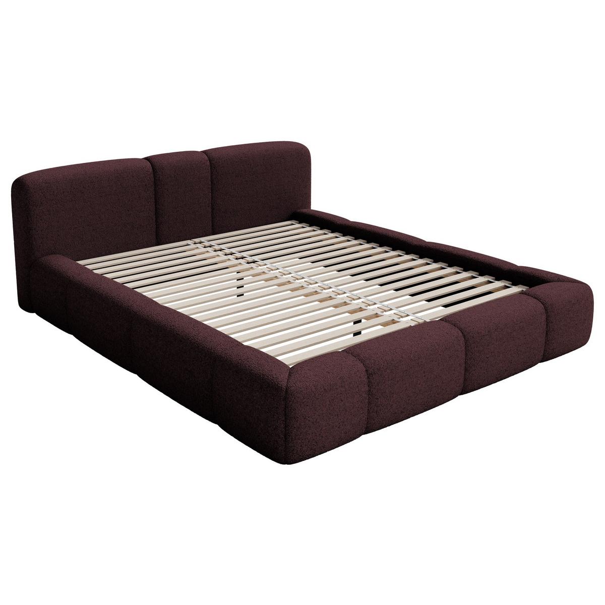 POLSTERBETT Bowia, Burgund Plüsch, 160x200 cm - Bordeaux/Schwarz, Textil (160/200cm) - Selsey