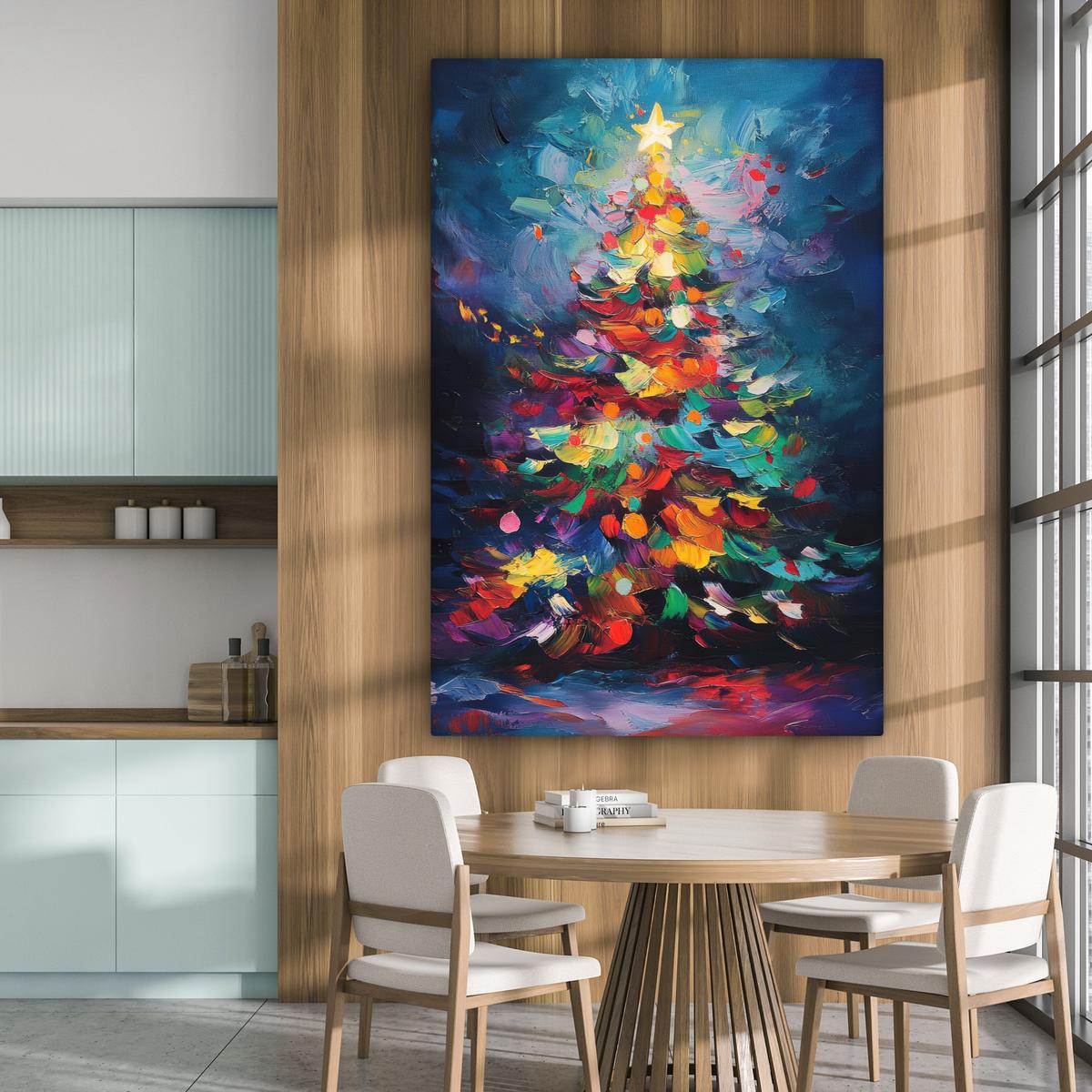 LEINWANDBILD Weihnachtsbaum - Weihnachten - Abstrakt - Farbenfroh Deko Groß 90x140 cm - Multicolor, Textil (90/140cm) - MuchoWow