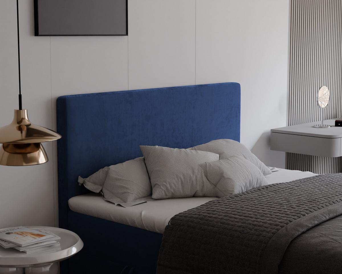 BOXBETT GIULIA 180/200 cm mit Matratze und Topper, Marineblau - Dunkelblau, Textil (180/200cm) - Idohome