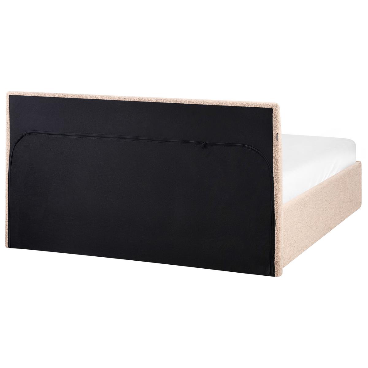 BETT mit Stauraum 120/200 cm Bouclé Beige Orbey - Beige, Textil (120/200cm) - Beliani