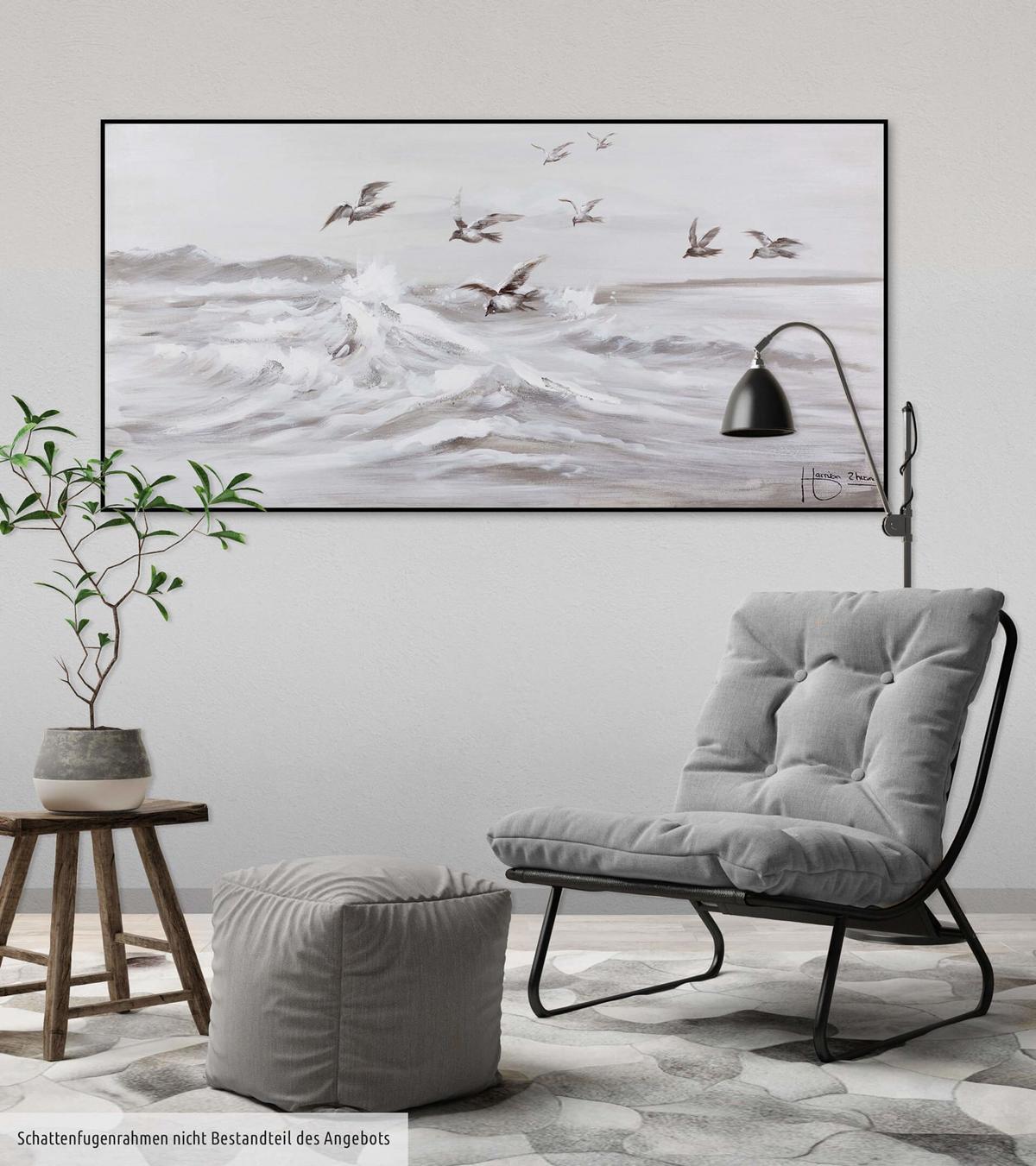 ACRYLBILD HANDGEMALT 120/60 cm - Grau, Holz/Textil (120/60cm) - KUNSTLOFT