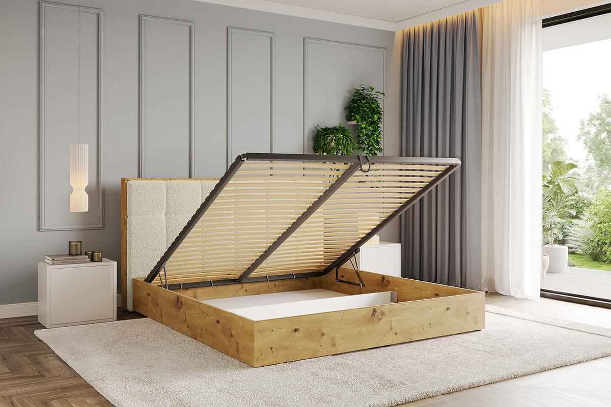 POLSTERBETT mit Bettkasten und Lattenrost, Bett mit Matratze H3/H4 - ENZO7 180x200 - Champagner, Holzwerkstoff/Textil (180/200cm) - ALTDECOR
