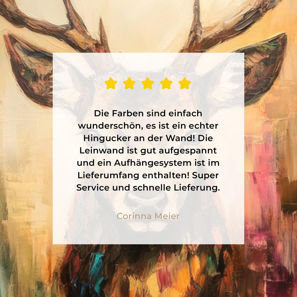 LEINWANDBILD Hirsch - Gemalt - Geweih - Braun Room Decor 30x40 cm - Haselnussfarben, Textil (30/40cm) - MuchoWow