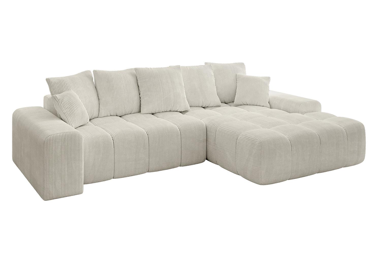 ECKSOFA Ottomane Rechts ENSI-L - 267x164x69 cm Creme - Ecru/Creme, Holzwerkstoff/Kunststoff (164/267cm) - ALTDECOR
