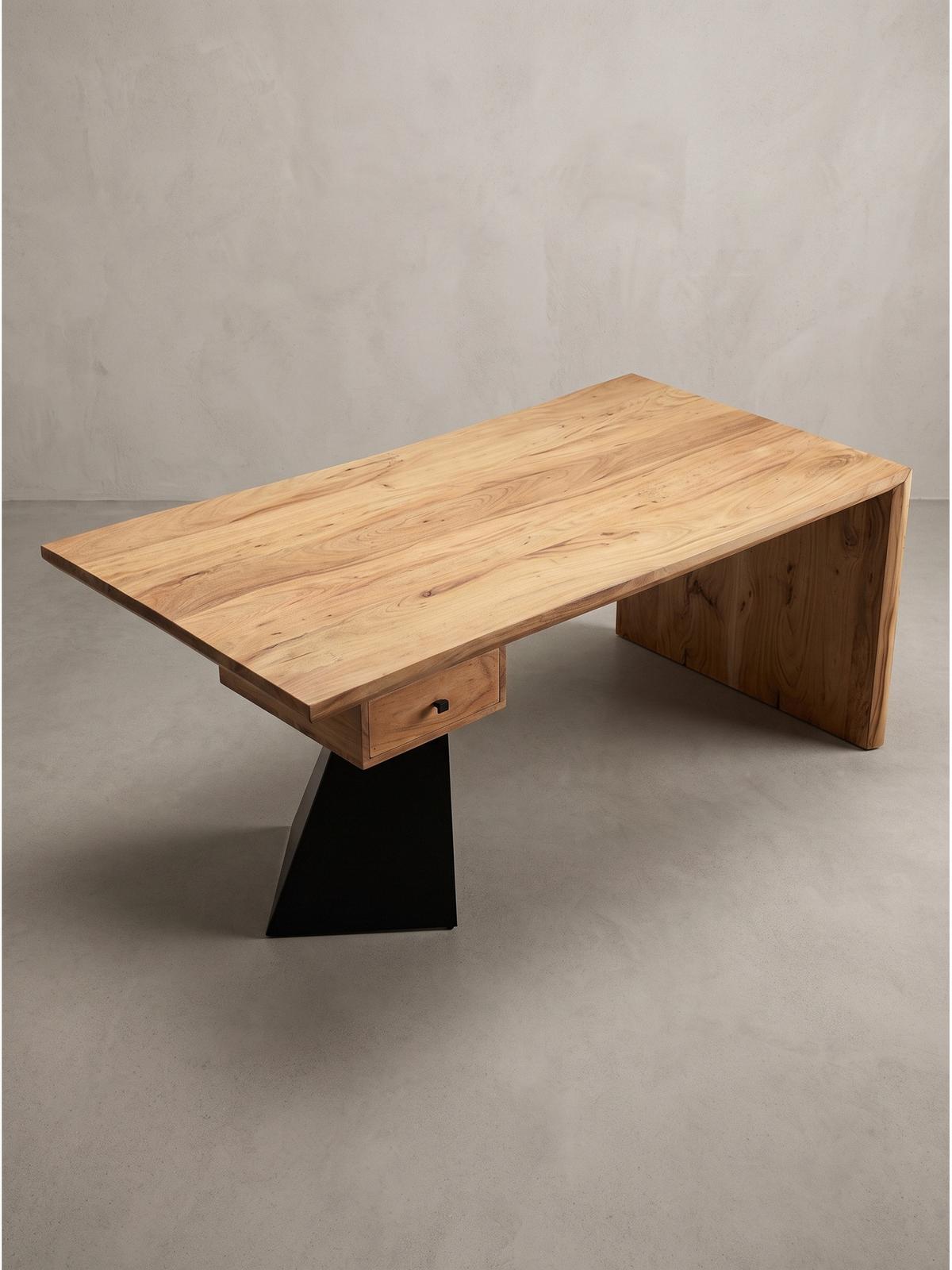 SCHREIBTISCH PANARO, Akazie Massivholz, Akazie-Natur, 180 x 90 x 77 cm - Braun, Holz (90/180/77cm) - KADIMA DESIGN