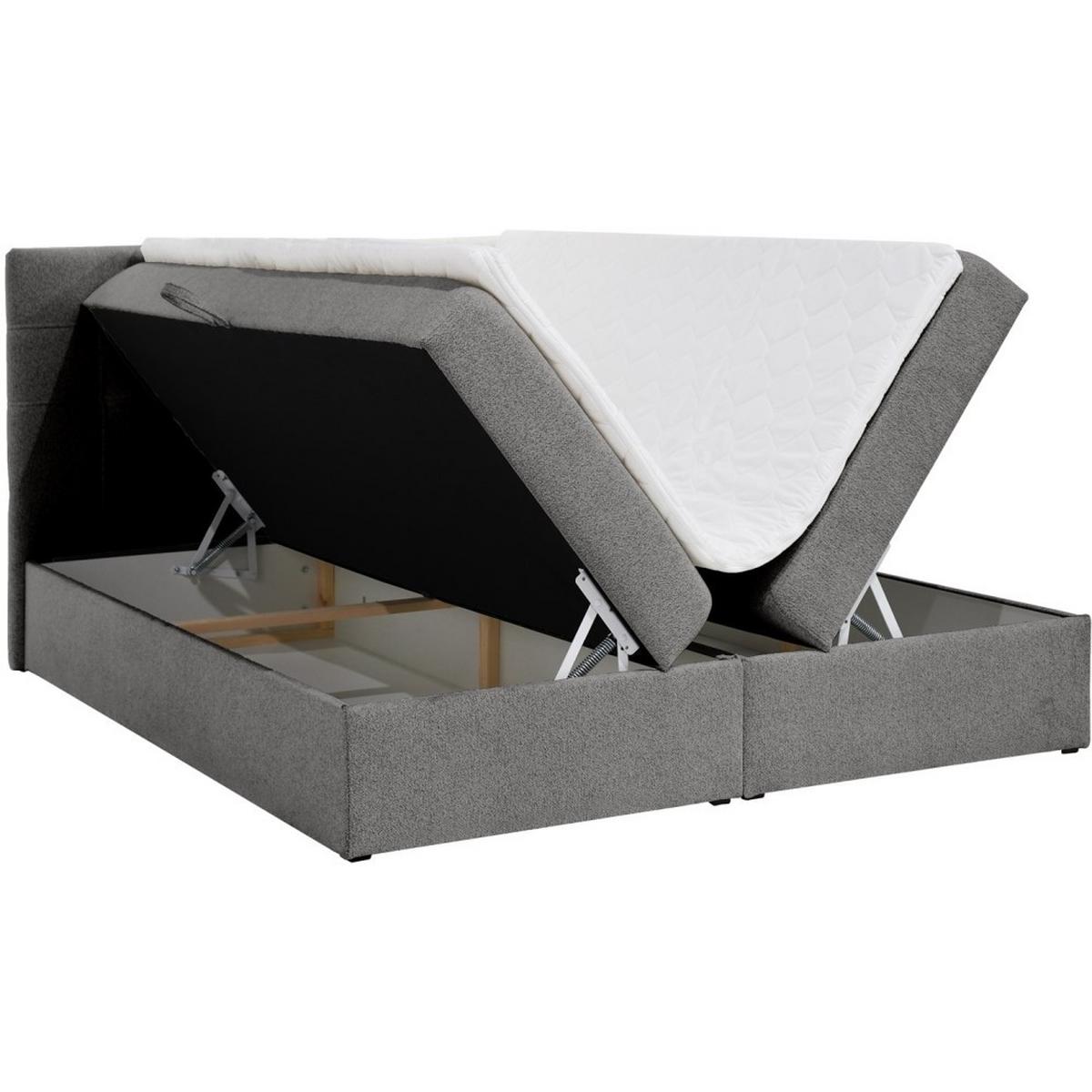 POLSTERBETT Topiq I 144/203/103 dunkelgrau, Bouclé-Stoff - Dunkelgrau, Holzwerkstoff (140/200cm) - Beautysofa