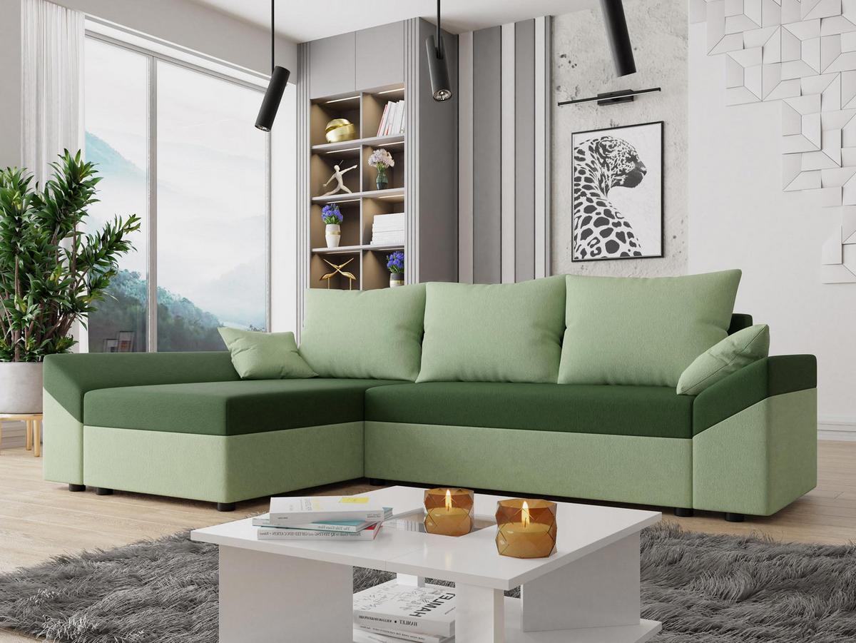 ECKSOFA Dante L - Schwarz/Grün, Holz/Kunststoff (240/140cm) - MIRJAN24