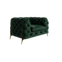 CHESTERFIELD-SESSEL Lexi Flasche Grün Samt - Smaragdgrün/Goldfarben, Holz/Textil (125/75/100cm) - S-Style Möbel