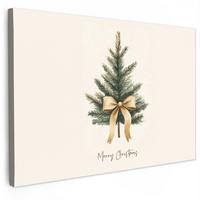 LEINWANDBILD Weihnachtsbaum - Weihnachten - Frohe Weihnachten - Beige Groß 140x90 cm - Sandfarben, Textil (140/90cm) - MuchoWow