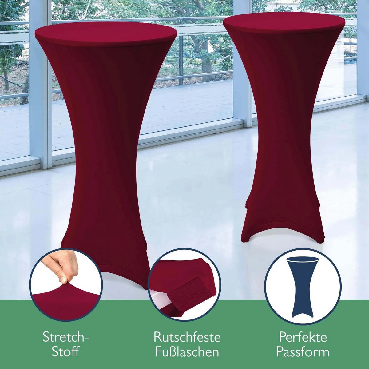 STEHTISCHHUSSE Stella Ø 80cm Bordeaux (2tlg) - Bordeaux, Textil (80/110cm) - Beautissu 