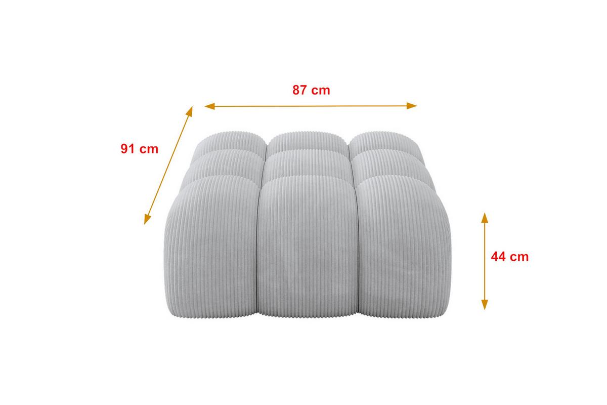 POUF OLEA-PUF 91x87x44 cm Grau Cord Modular Sitzhocker - Dunkelgrau/Schwarz, Holzwerkstoff/Kunststoff (91/44/87cm) - ALTDECOR