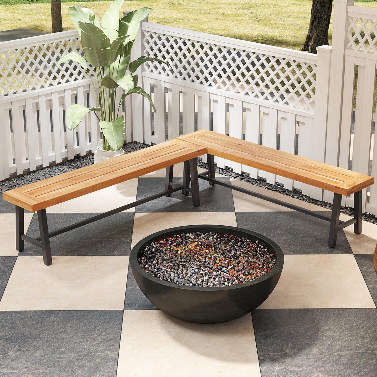 BIERGARTENBANK Natur(2er-Set) - Naturfarben, Holz (160/45/32cm) - COSTWAY