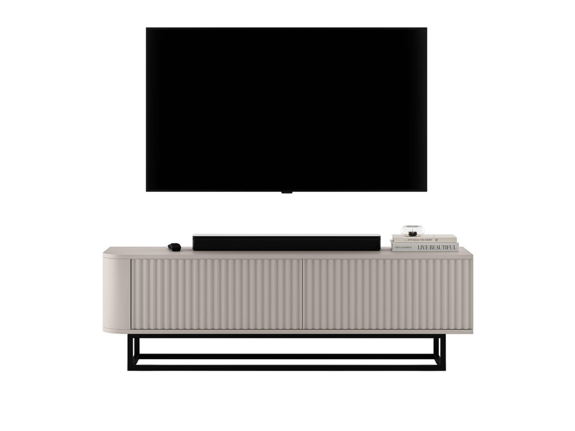 TV-LOWBOARD Aurora Kaschmir matt 140 cm mit Metallrahmen - Kaschmir/Schwarz, Holzwerkstoff/Metall (140/44/35cm) - Meble Lindner