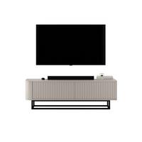 TV-LOWBOARD Aurora Kaschmir matt 140 cm mit Metallrahmen - Kaschmir/Schwarz, Holzwerkstoff/Metall (140/44/35cm) - Meble Lindner