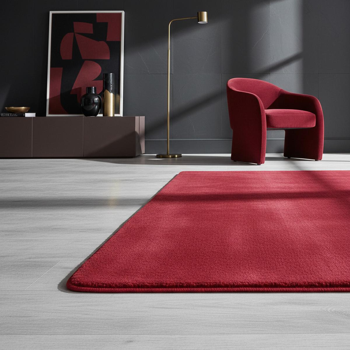KURZFLORTEPPICH Waschbar ISAR, einfarbig, Rot, Ø 80 cm - Rot, Textil (80/80cm) - KADIMA DESIGN