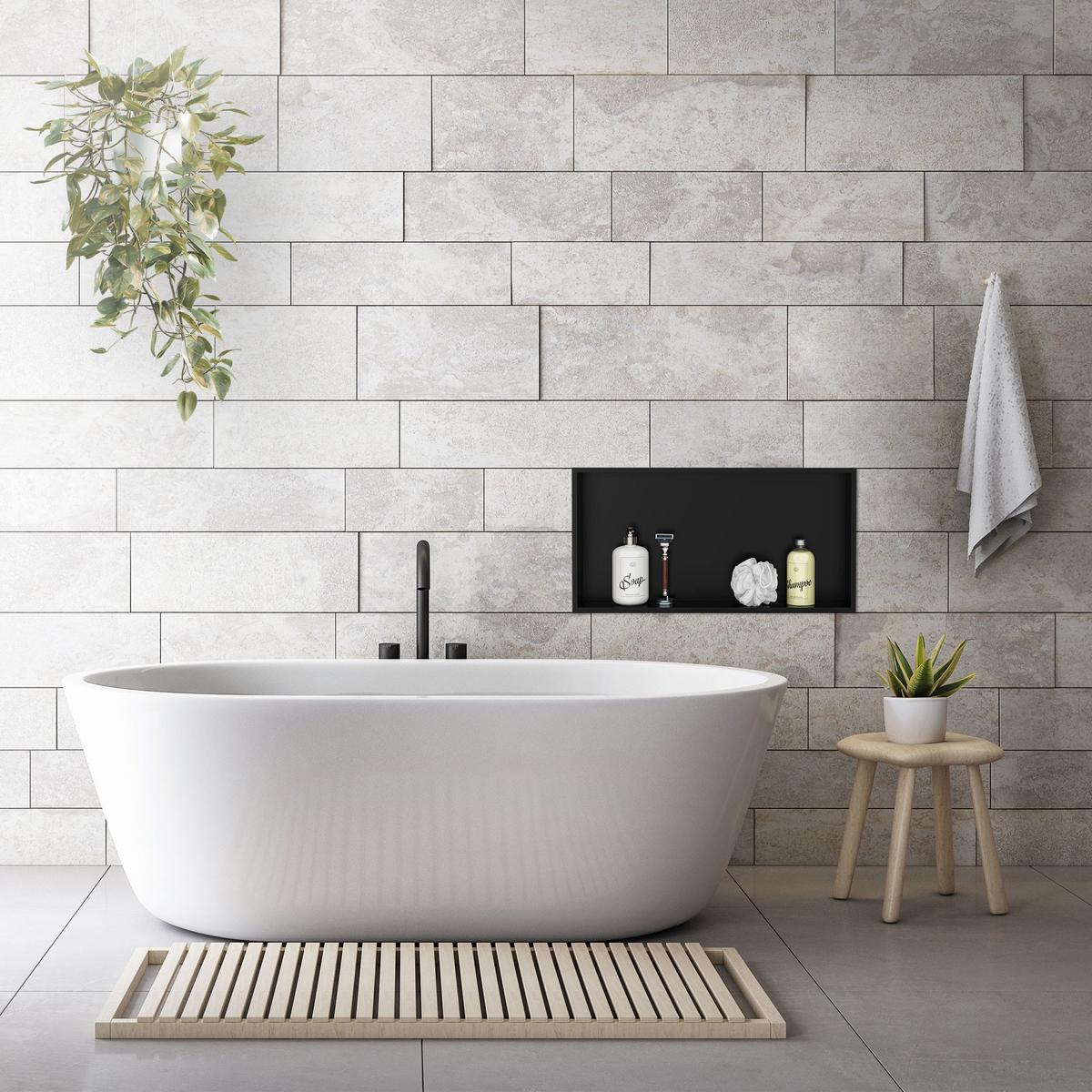 DUSCHNISCHE Schwarz 60/30 cm - Schwarz, Metall (60/30/10cm) - LuxeBath