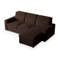 ECKSOFA PADWA Braun Kordstoff mit Schlaffunktion - Schwarz/Braun, Holz/Kunststoff (227/168cm) - MASSENO
