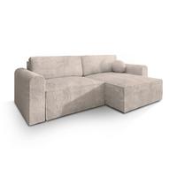 ECKSOFA FIANO P Creme Kordstoff mit Schlaffunktion - Creme/Grau, Holz/Kunststoff (245/148cm) - MASSENO