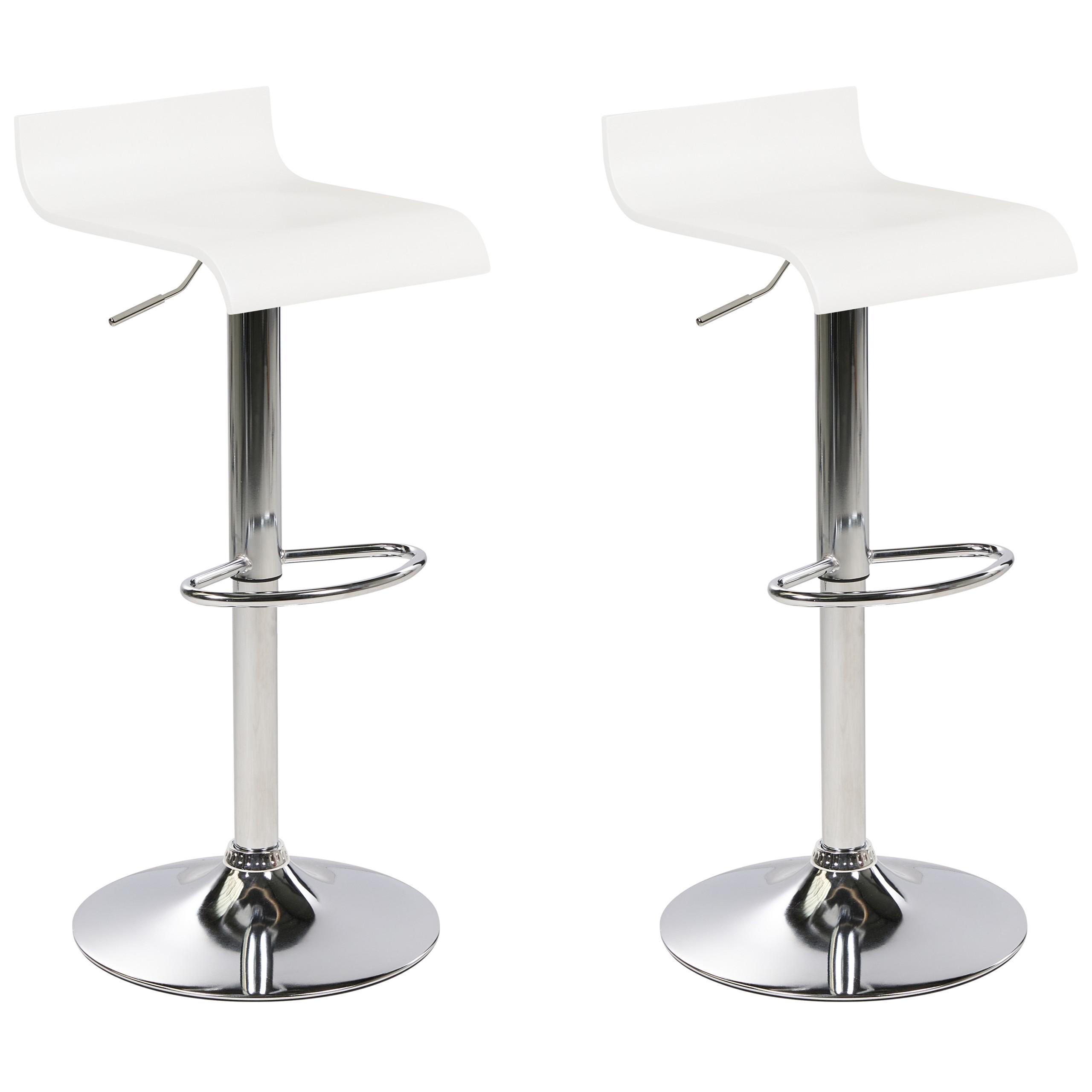 BARHOCKER 2er-Set weiß höhenverstellbar Valencia - Silberfarben/Weiß, Holzwerkstoff (42/90/42cm) - Beliani