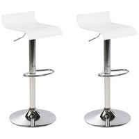 BARHOCKER 2er-Set weiß höhenverstellbar Valencia - Silberfarben/Weiß, Holzwerkstoff (42/90/42cm) - Beliani